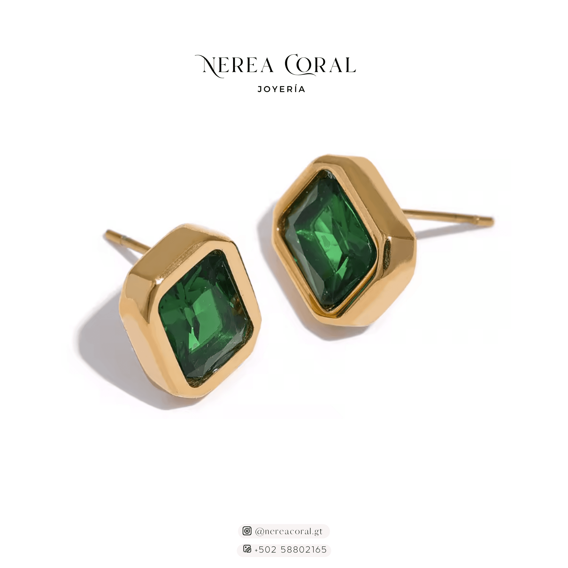 aretes dorados verdes acero inox guatemala