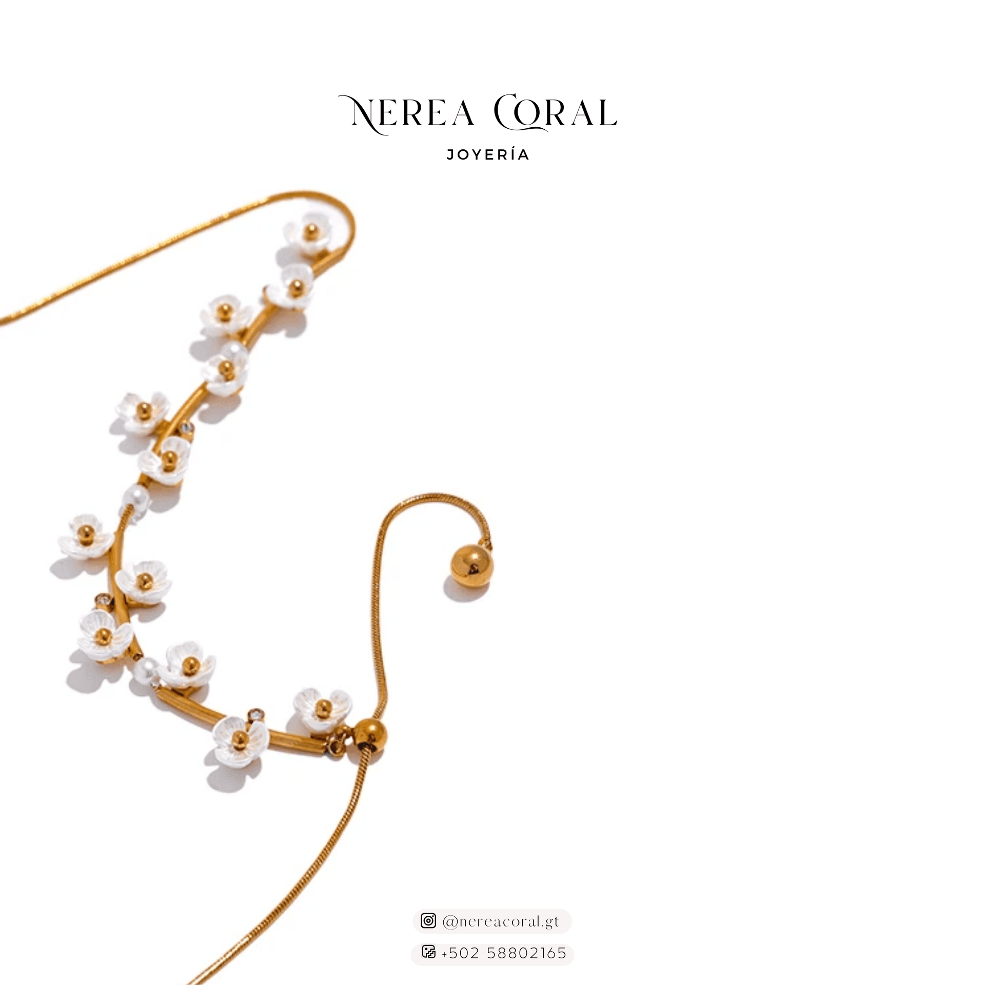 collar flores blancas acero gt