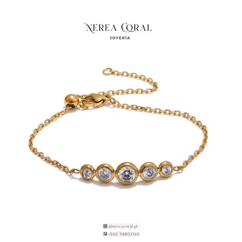 pulsera dorada zirconias gt