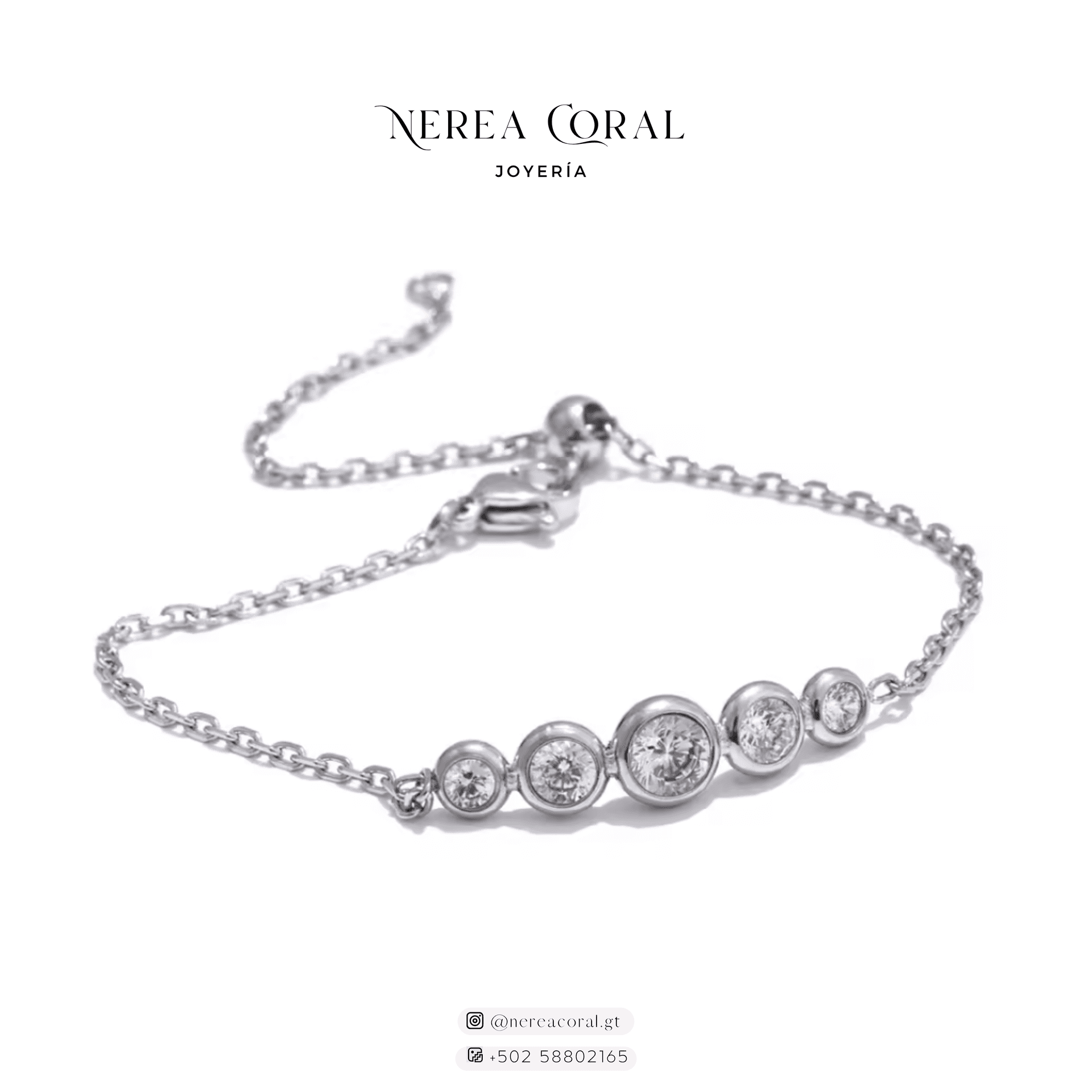 pulsera plateada zirconias gt