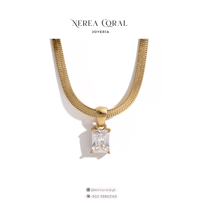 collar acero inox dorado zirconia gt