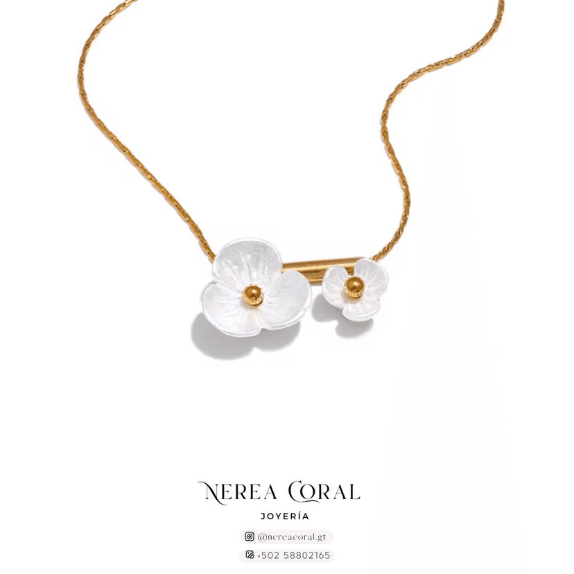 Collar oro dorado flores blancas guatemala venta