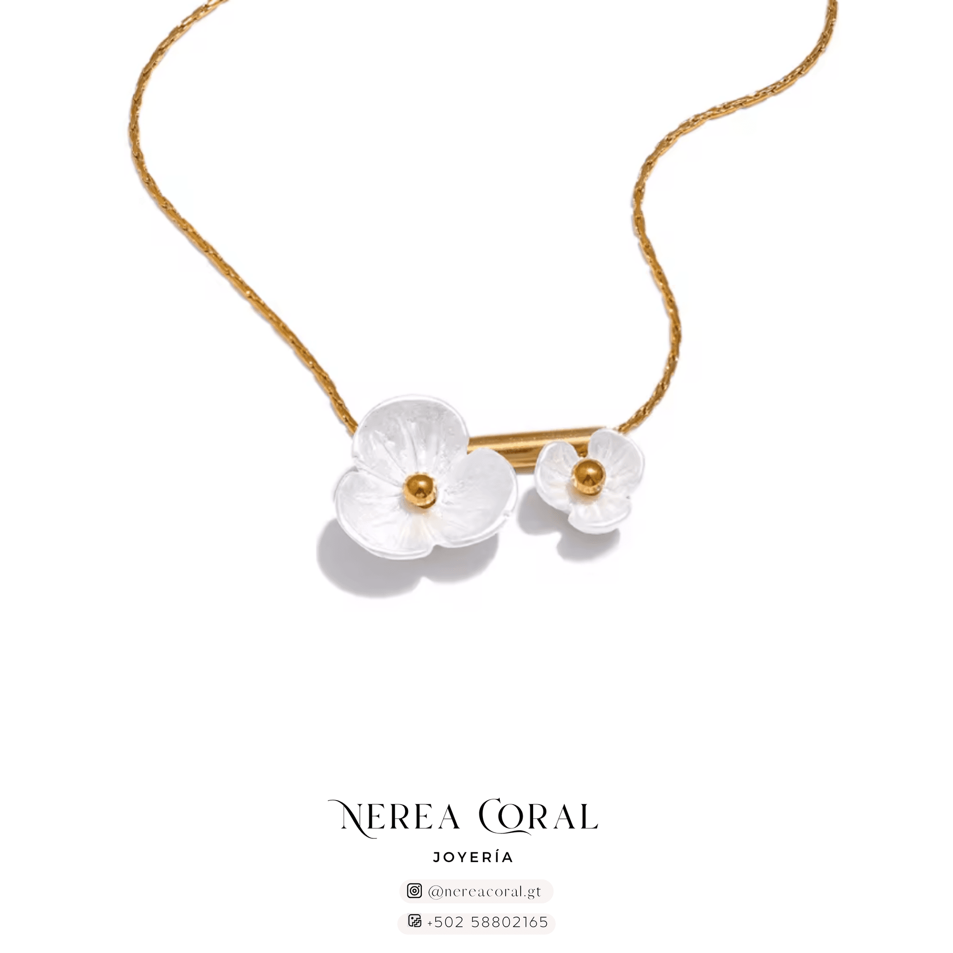 Collar oro dorado flores blancas guatemala venta